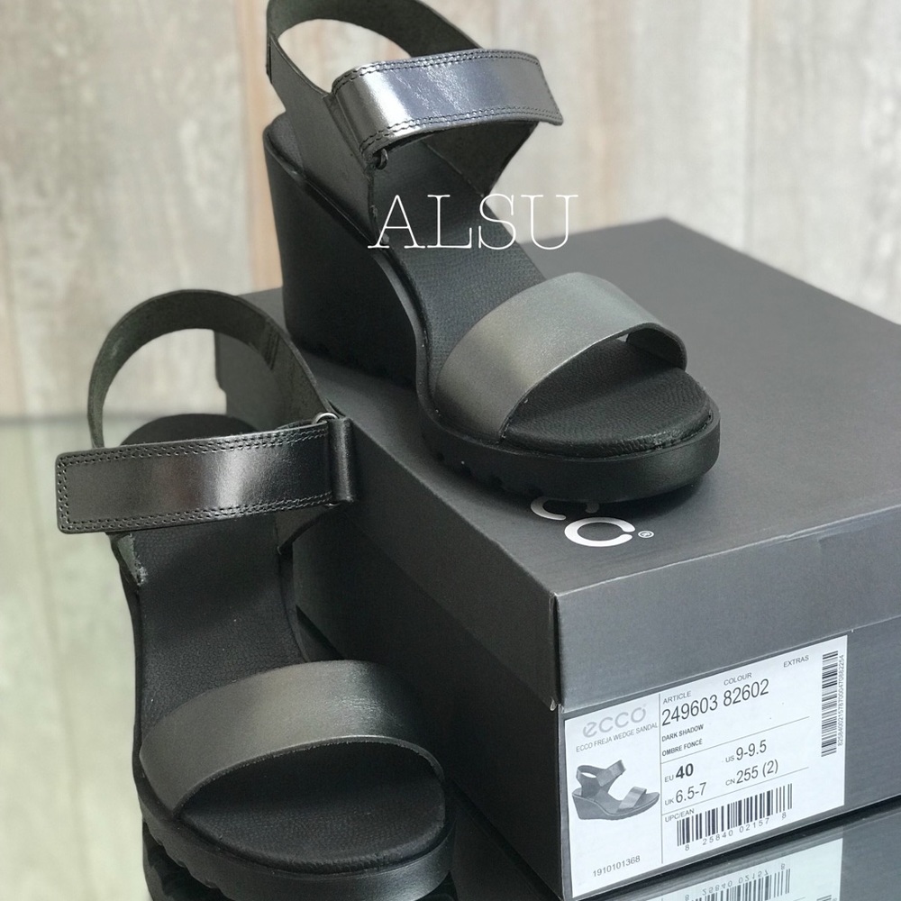 ECCO Freja WedgeSandal Dark Shadow Metallic Grey W - Picture 3 of 8